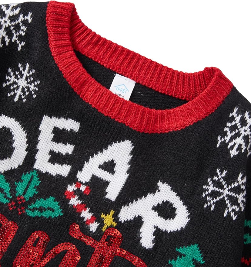 IFFEI Womens Ugly Christmas Sweater Novelty Print Crew Neck Sweater Pullover