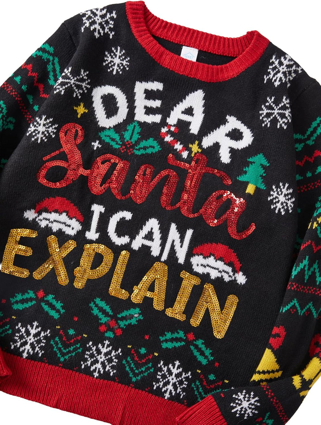 IFFEI Womens Ugly Christmas Sweater Novelty Print Crew Neck Sweater Pullover