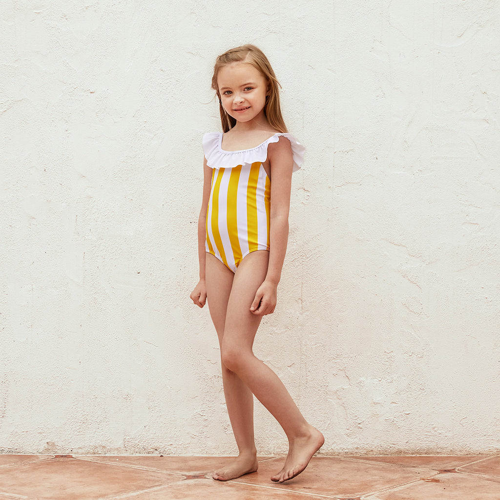 IFFEI Family Matching Swimsuits Women One Piece Tummy Control Bathing Suit Striped Hollow Out Cute Mommy and Me Swimwear