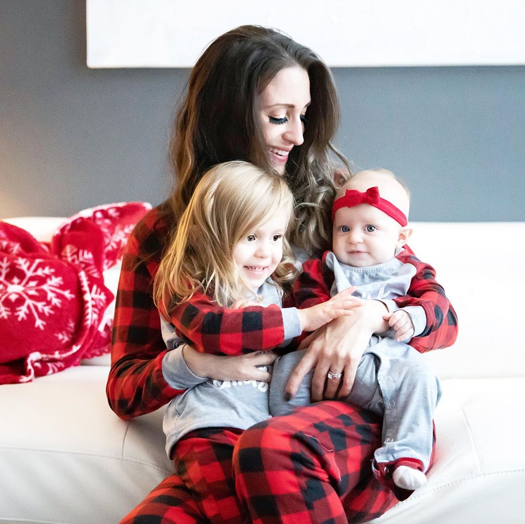 IFFEI Matching Family Pajamas Sets Christmas PJ's with Letter and Plaid Printed Long Sleeve Tee and Bottom Loungewear