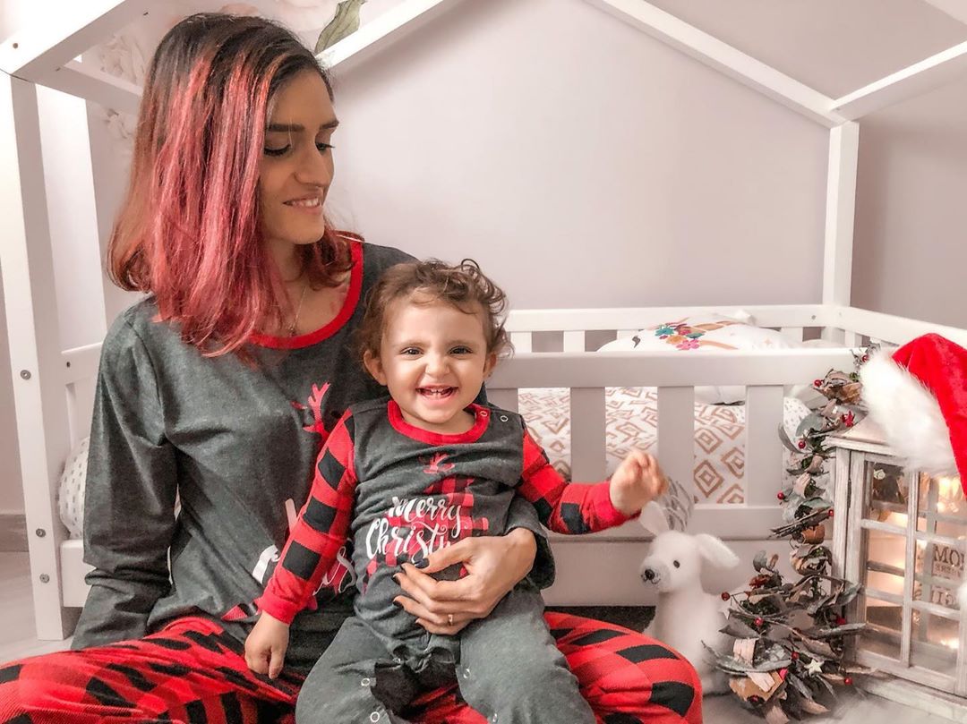 IFFEI Matching Family Pajamas Sets Christmas PJ's Sleepwear Merry Christmas Reindeer with Plaid Bottom with Pocket