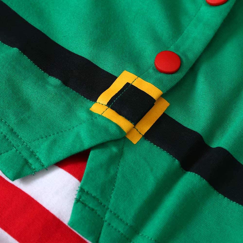 IFFEI Family Matching Christmas Pajamas Set One Piece Striped Hooded Sleepwear Santa Claus Elf Onesie Outfit