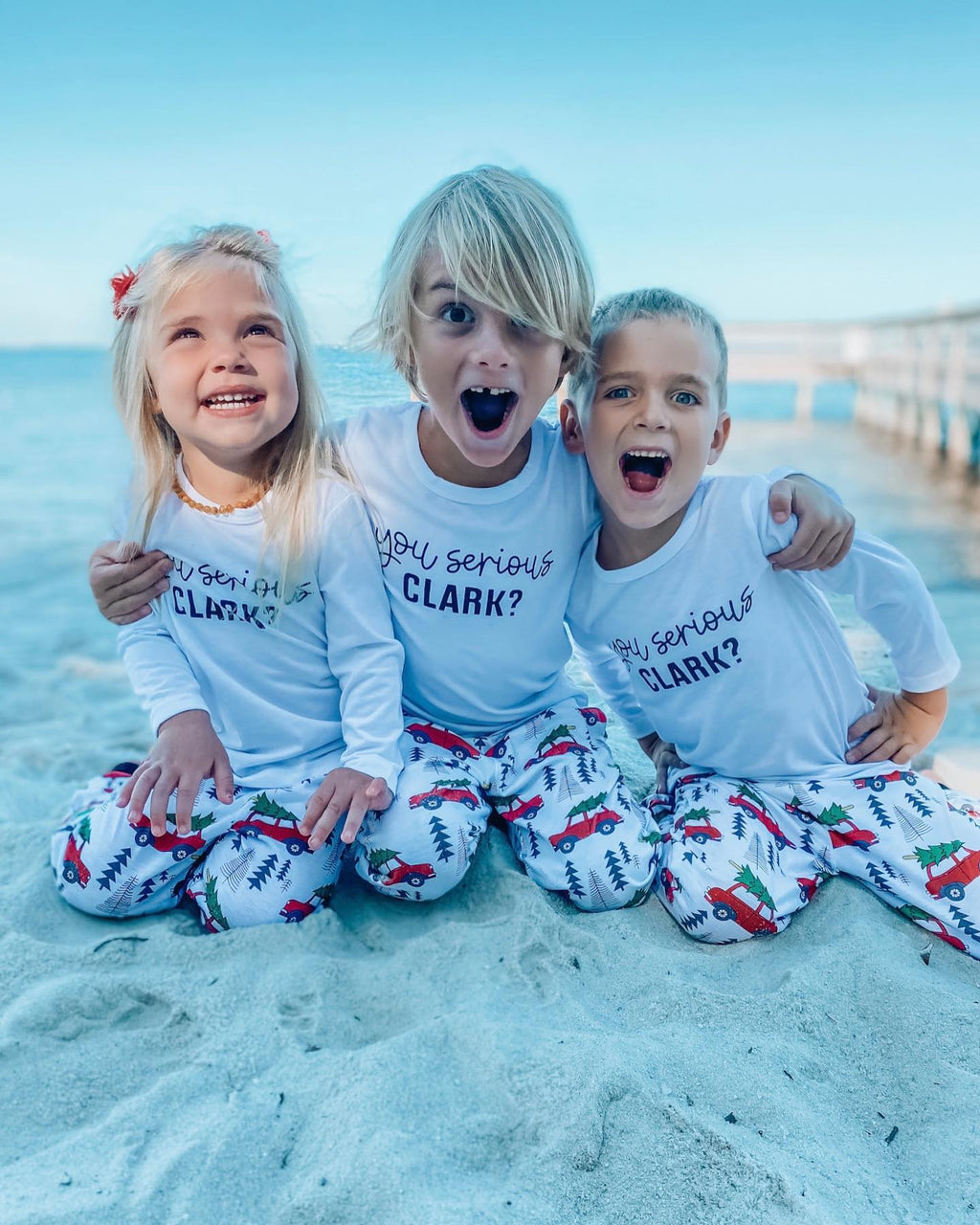 IFFEI Matching Family Pajamas Sets Holiday Stay at Home PJ's with Letter Printed Tee and Car Printed Pants with Pocket