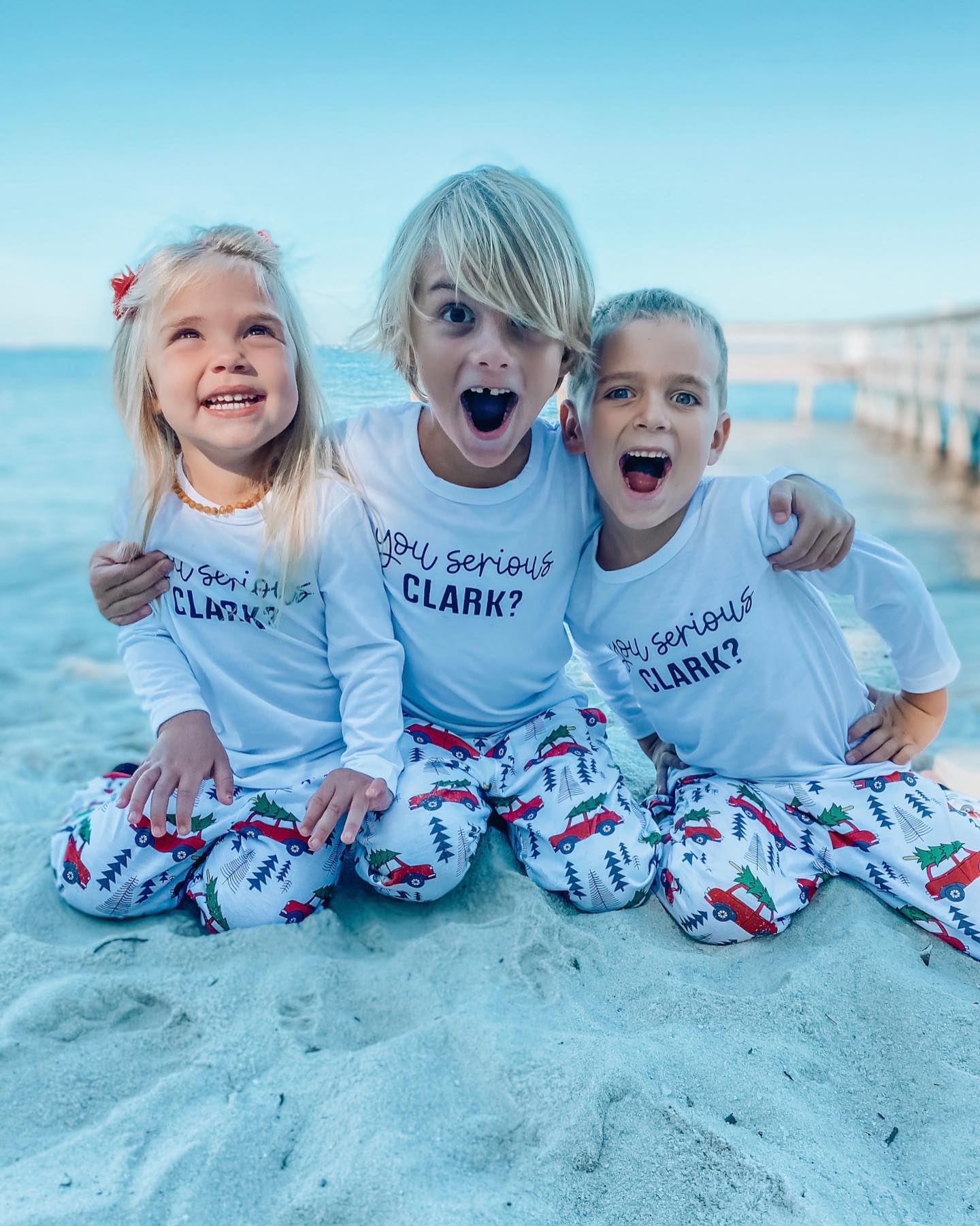 IFFEI Matching Family Pajamas Sets Holiday Stay at Home PJ's with Letter Printed Tee and Car Printed Pants with Pocket