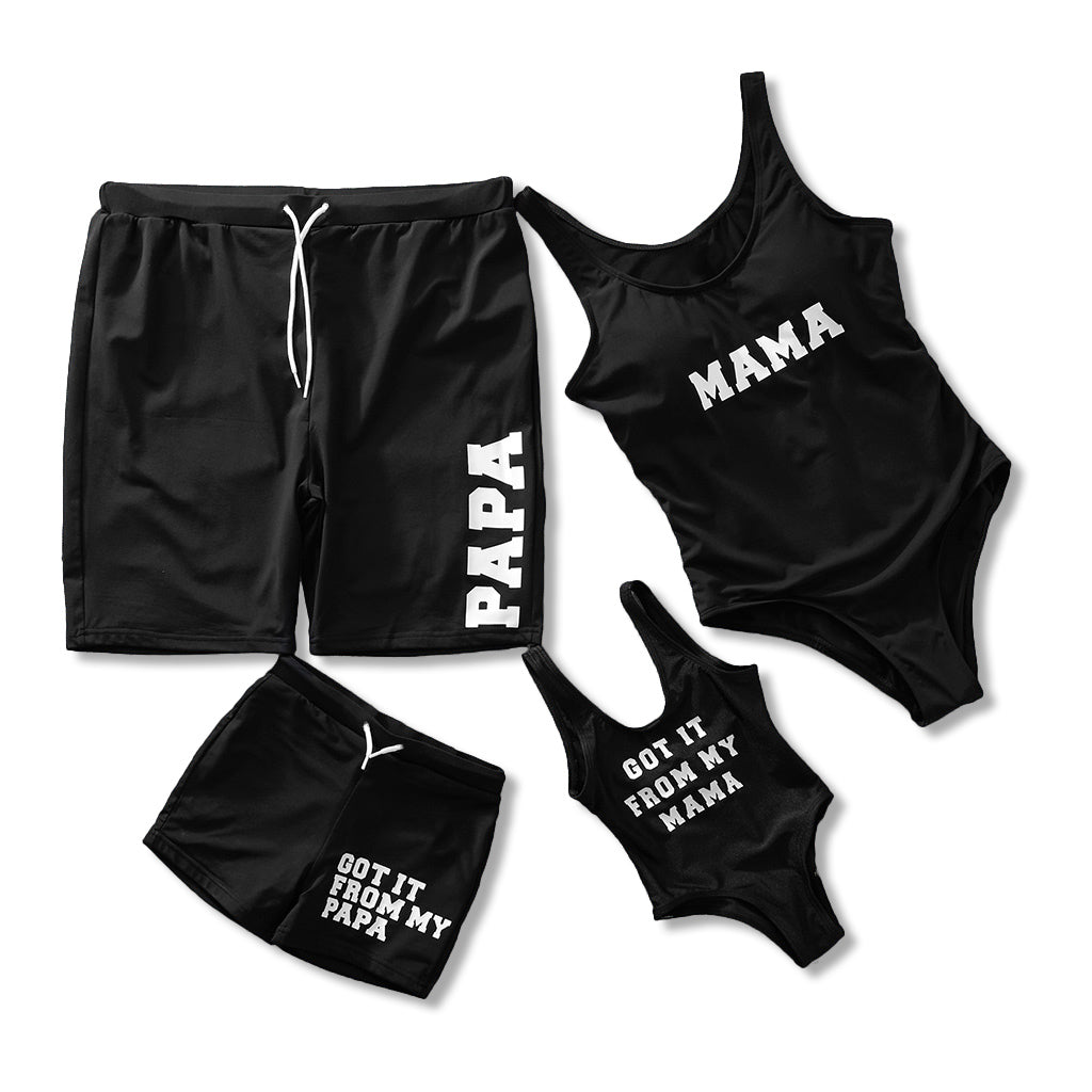 IFFEI Family Matching Mommy and Me Swimsuits Letter Printed Women One Piece Tummy Control Bathing Suit Swimwear