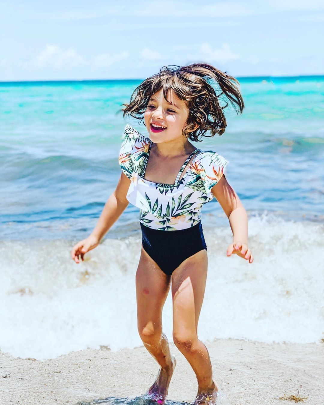 IFFEI Mommy and Me Swimsuits One Piece Monokini Bathing Suits Pattern Printed Family Matching Swimwear