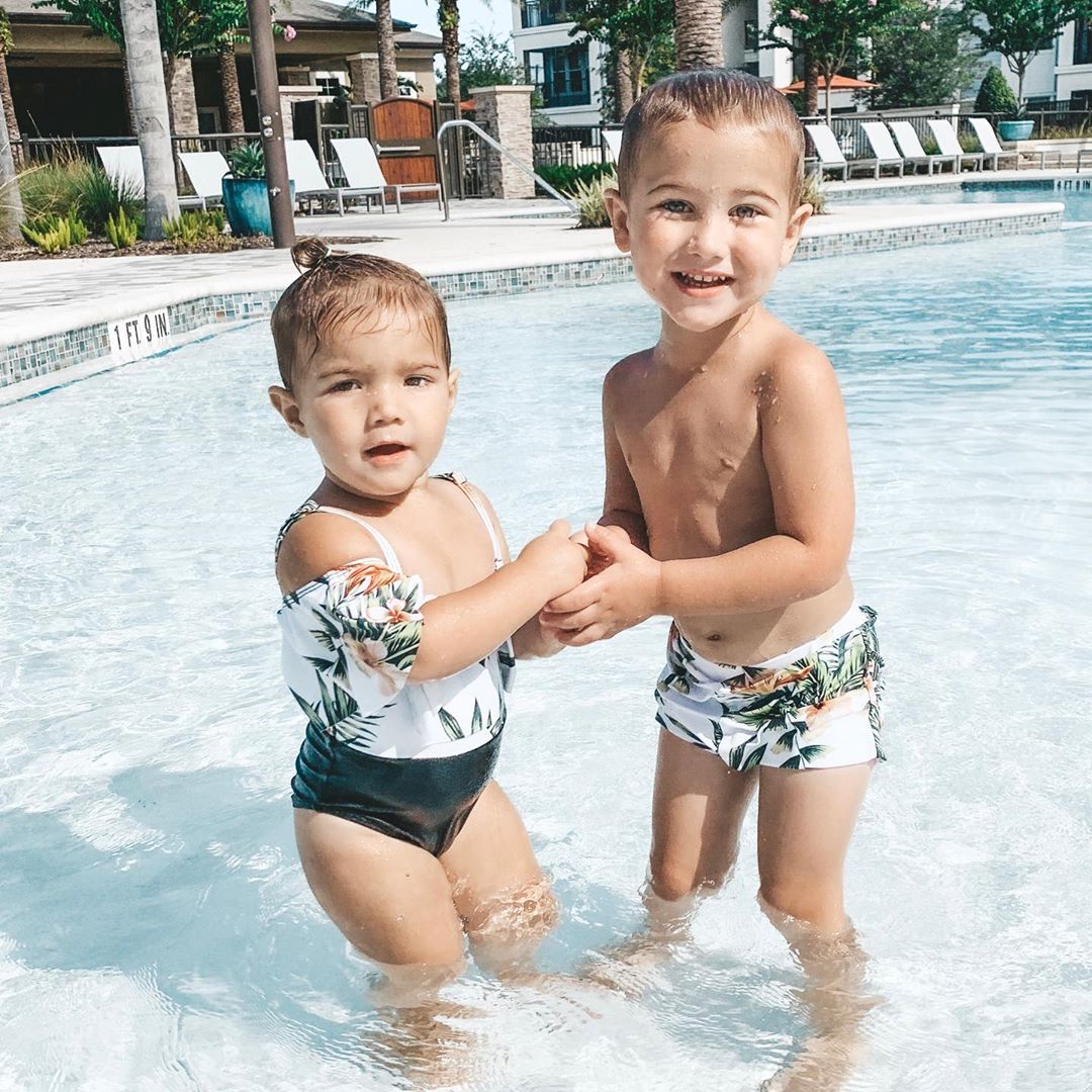 IFFEI Mommy and Me Swimsuits One Piece Monokini Bathing Suits Pattern Printed Family Matching Swimwear
