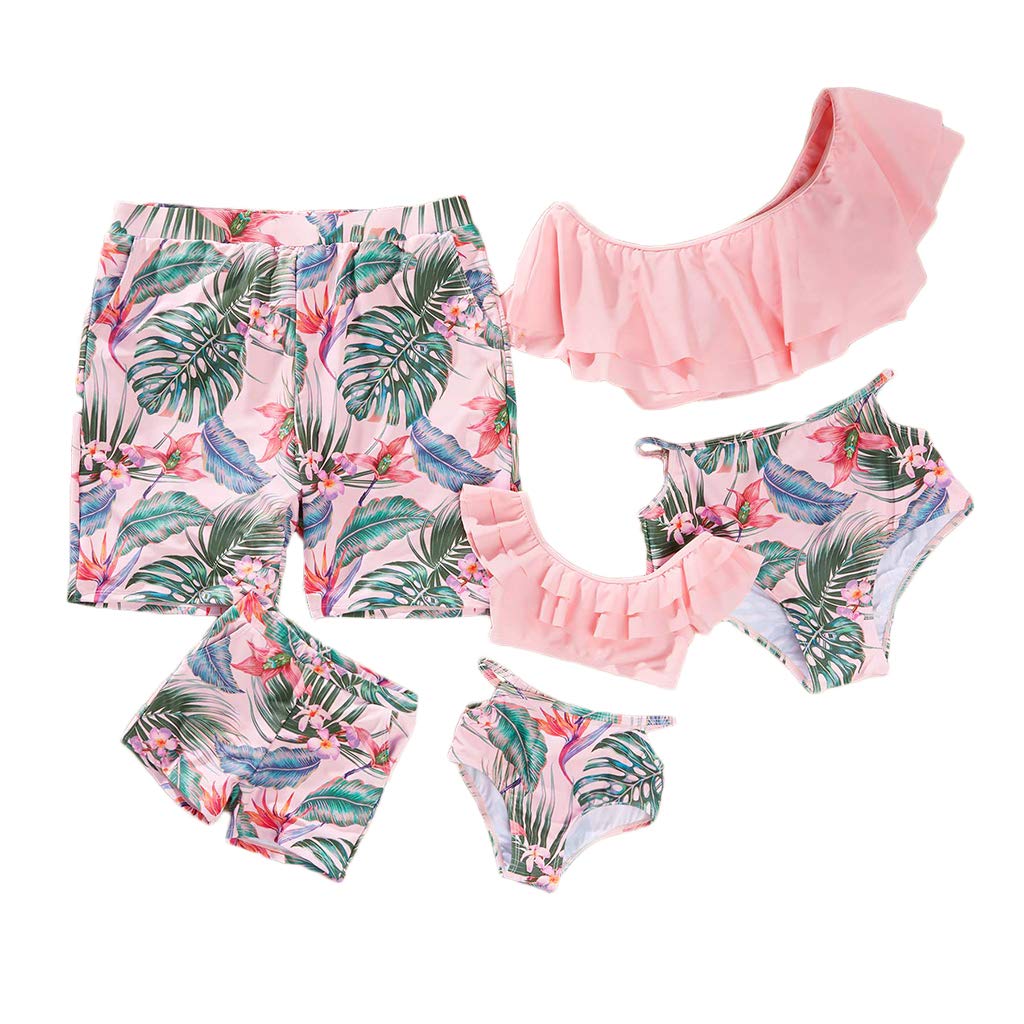 IFFEI Family Matching Swimsuits Two Pieces Ruffles Bikini Set Mommy and Me Bathing Suits with Straps