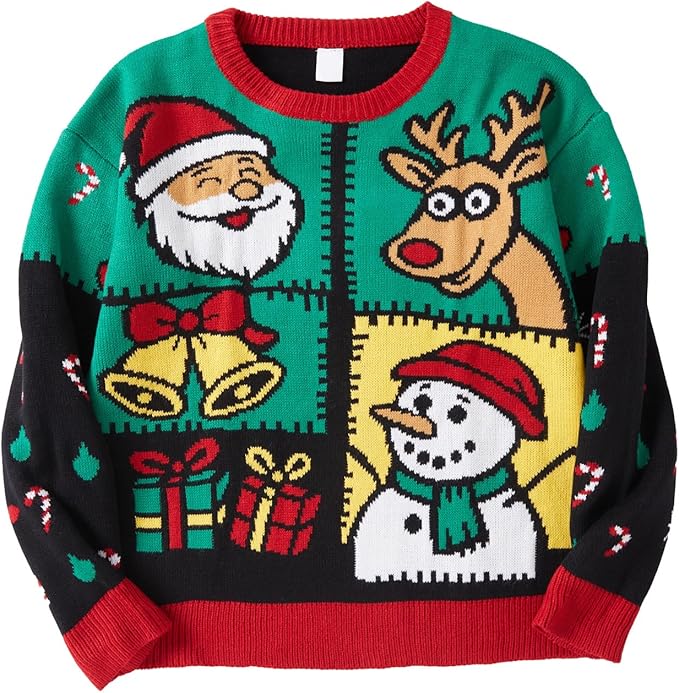 IFFEI Womens Ugly Christmas Sweater Novelty Print Crew Neck Sweater Pullover