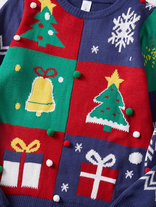 IFFEI Womens Ugly Christmas Sweater Novelty Print Crew Neck Sweater Pullover