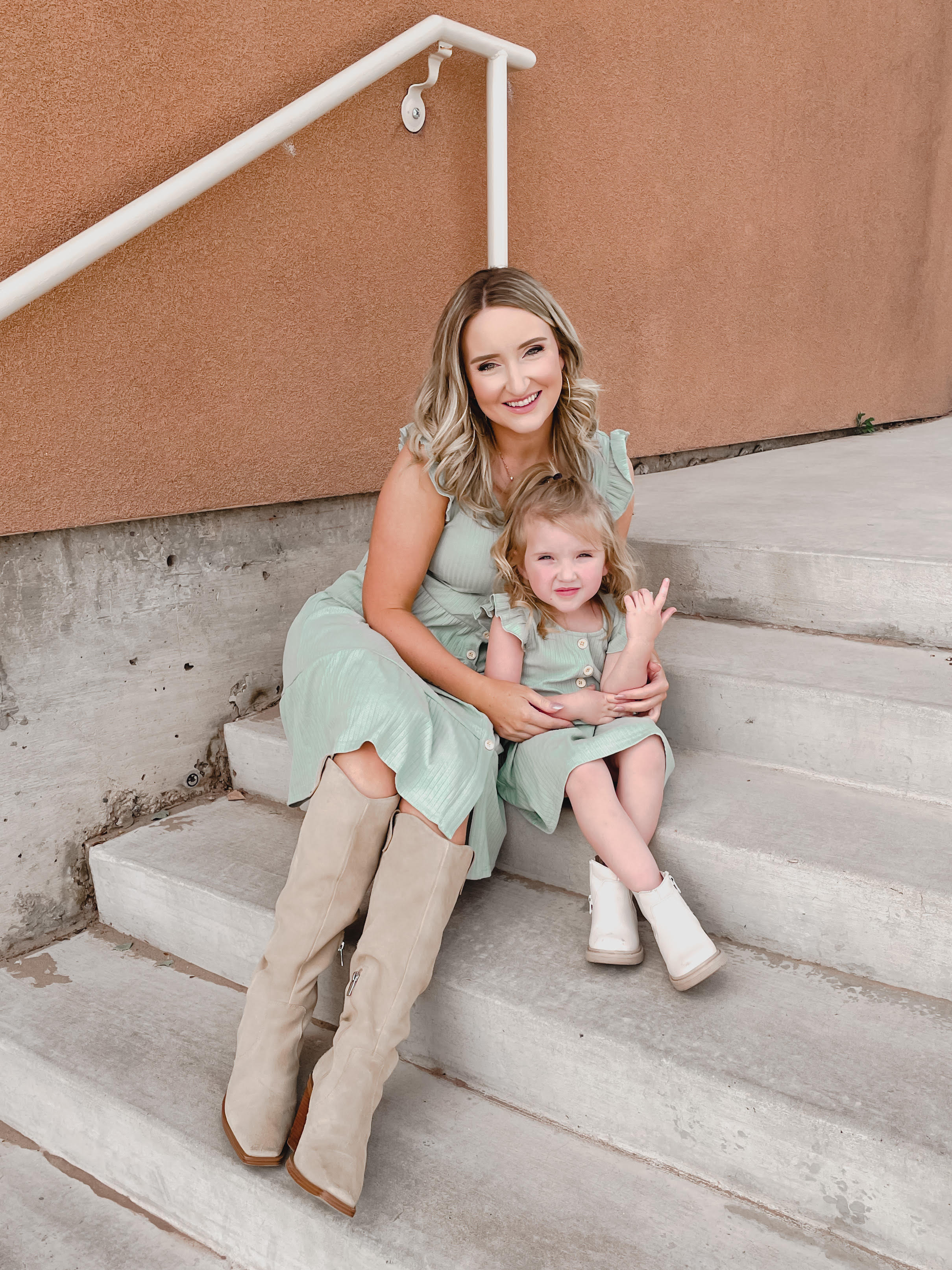 IFFEI Matching Family Dresses Cotton Ruffle Decor Mommy and Me Matching Dress