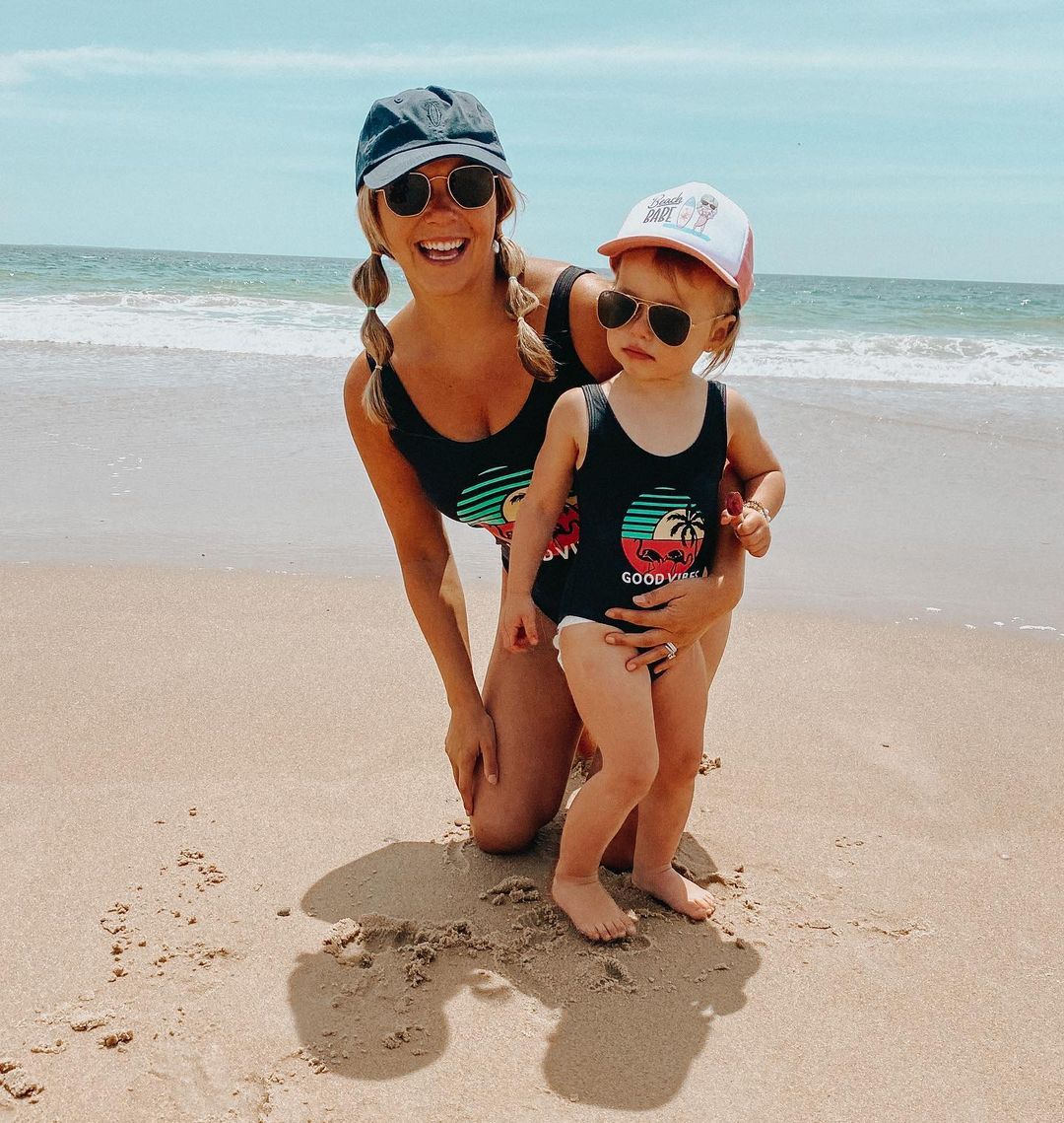 IFFEI Mommy and Me Swimsuits One Piece Monokini Family Matching Bathing Swimwear Beach Wear