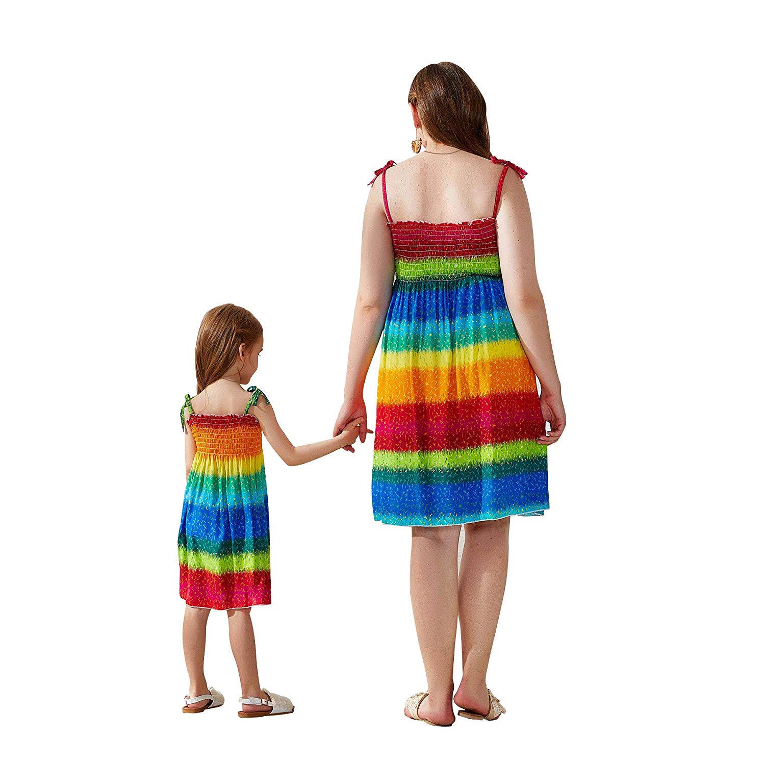 rainbow spaghetti strap dress