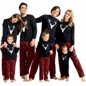 Yaffi Family Matching Pijamas Christmas Festival Onesie One Piece Xmas Deer Hooded Jumpsuit Ropa de Dormir Loungewear para papá mamá y yo Pjs Lounge Wear 