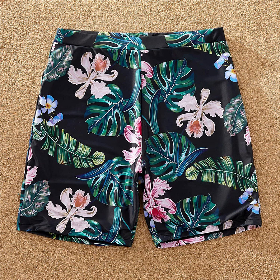 Green Black Floral Family Matching Swimsuits - Girl 2T