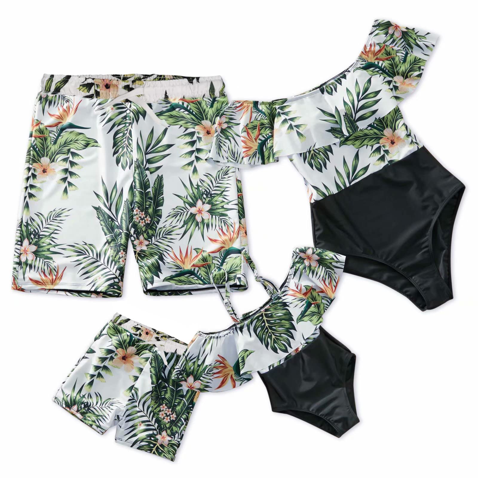 Leafy Ruffles Mommy and Me Matching Swimsuits - Girl 2T