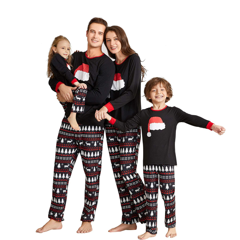 Matching Family Christmas Pajamas with Santa Hat
