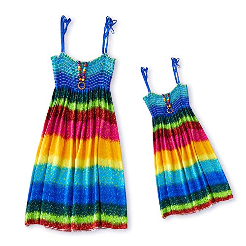 rainbow spaghetti strap dress