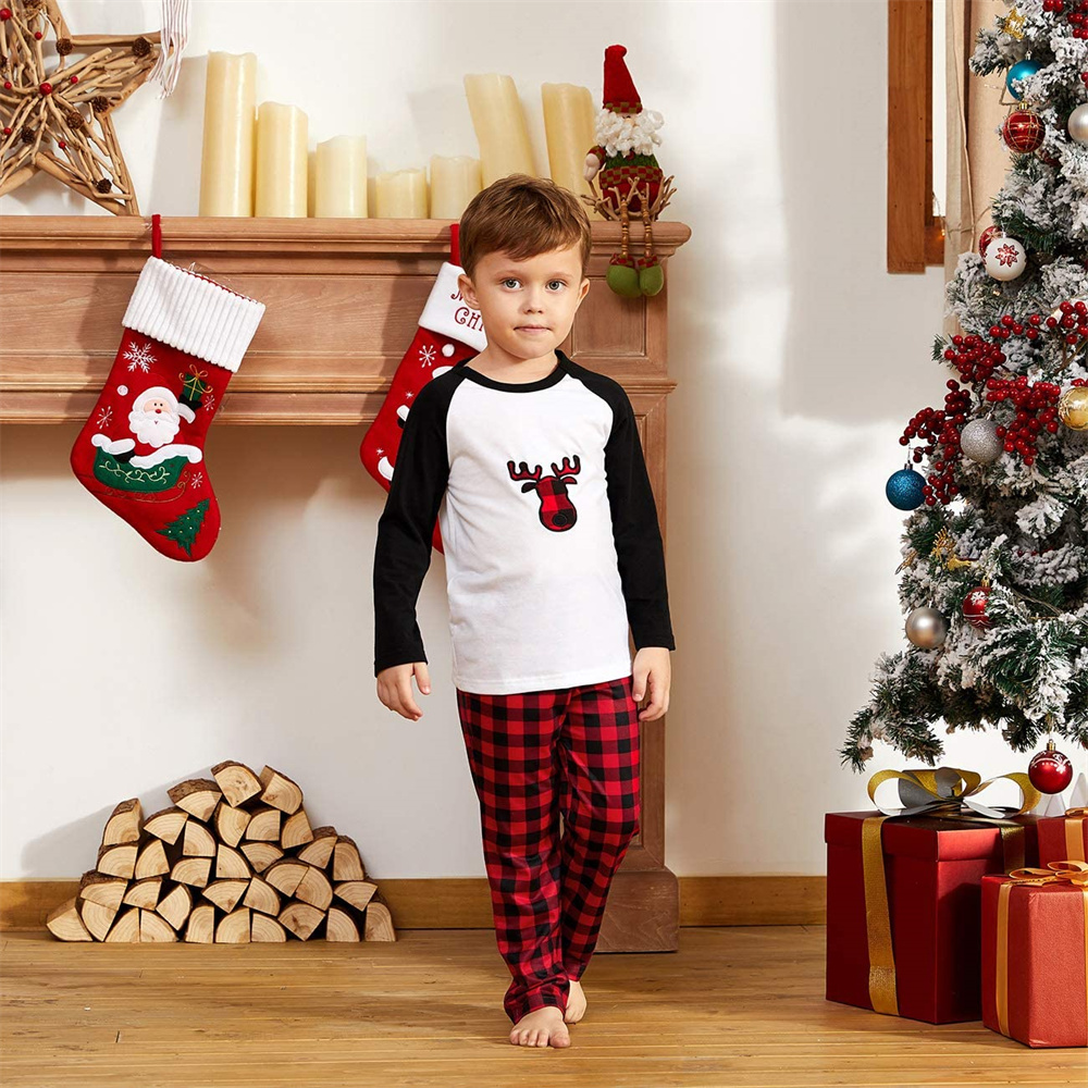 Deer Print Plaid Pants Matching Family Christmas Pajamas - Baby 3-6M