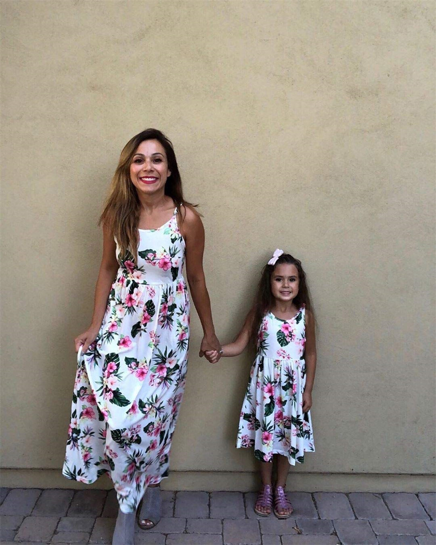 Mother Daughter Matching Red Midi Dresses - Hira Design